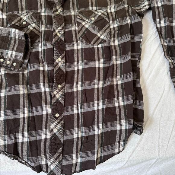 Wrangler Western Shirt Mens L Plaid Long Sleeve Pearl Snap Cowboy Rodeo Flannel - Picture 5 of 5
